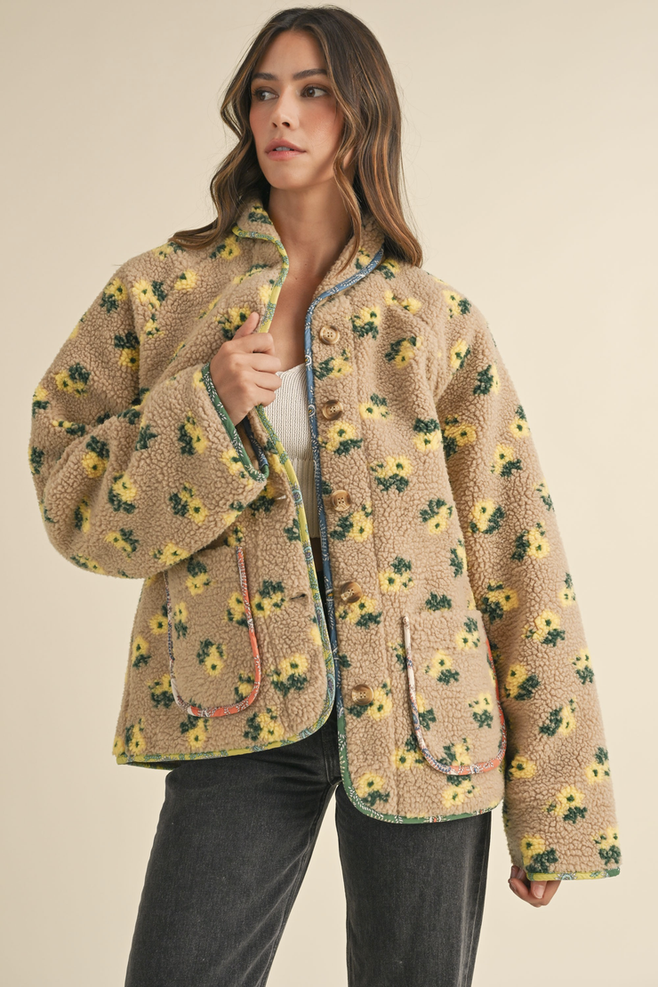 Piper Floral Print Sherpa Jacket