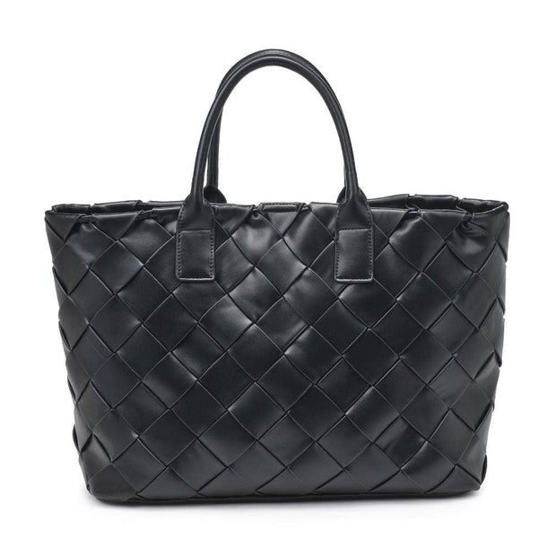 Adeline Woven Tote: Black