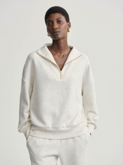 Hawley Half Zip Sweatshirt - Ivory Marl Flec