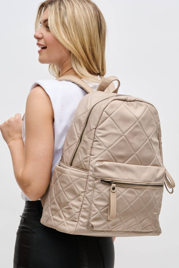 Emma Quilted Backpack: Nude