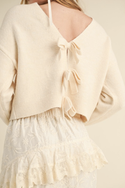 Isabella Bow Knit Cardigan - Cream