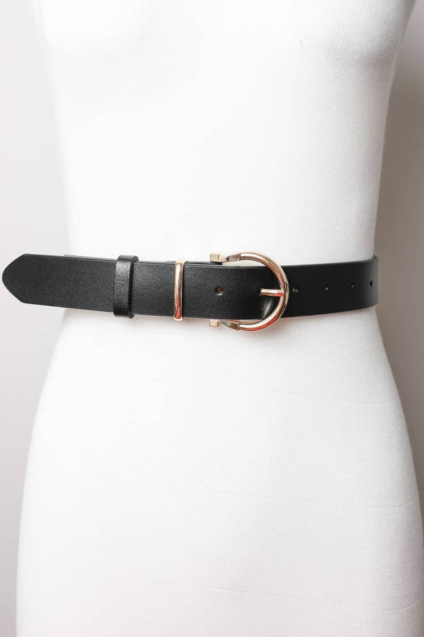 Chic Horseshoe Gold Buckle Belt : Black