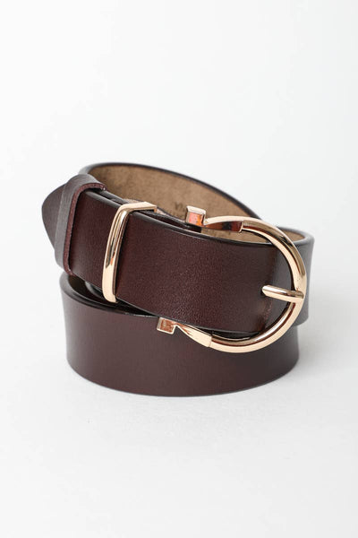 Chic Horseshoe Gold Buckle Belt : Brown