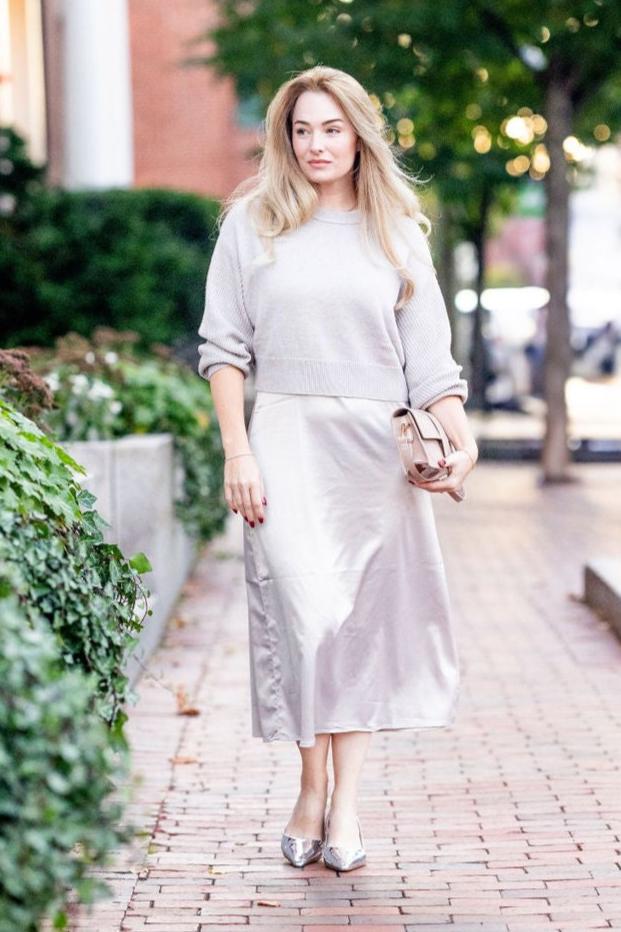 Willow Slip Dress and Sweater Pewter