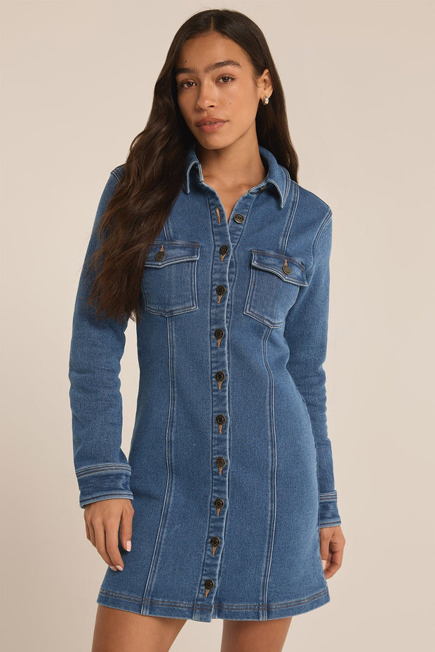 Candice Knit Denim Dress - Vintage Indigo