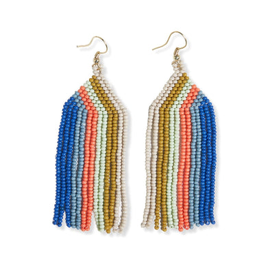 Dolly Vertical Stripe Fringe Earings - Coastal