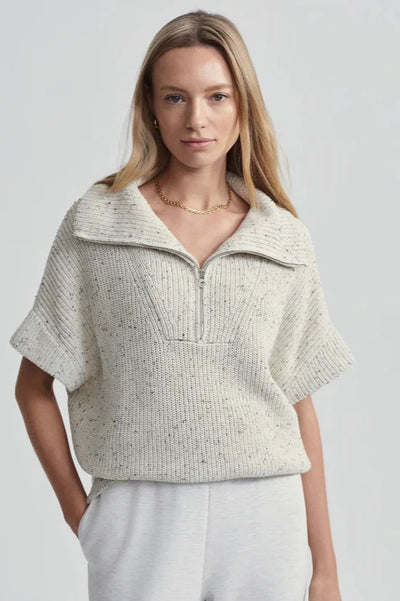 Reagan Knit Half Zip - Vaporous Grey Fleck