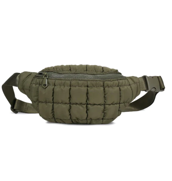 Isabella Quilted Belt Bag- Olive