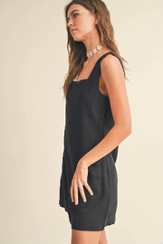 Sloane Black Linen Square Neck Dress