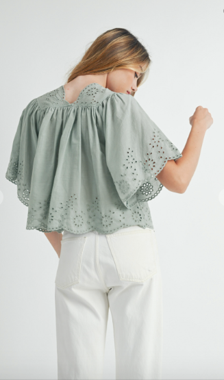 Mae Lace Eyelet V-Neckline Top