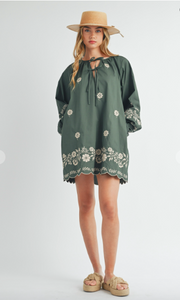 Aspen Embroidered Dress - Hunter