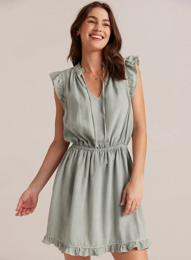 Kinsley Ruffle Sleeve Mini Dress - Oasis Green