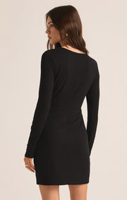 Winnie Ribbed Dress - Black