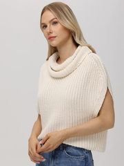 Cate Sleeveless Turtleneck Sweater - Cream