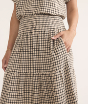 Chloe Smocked Maxi - Parchment/Black Windowpane