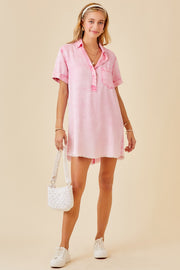 Rosie Short Sleeve Washed Denim Shirt Dress