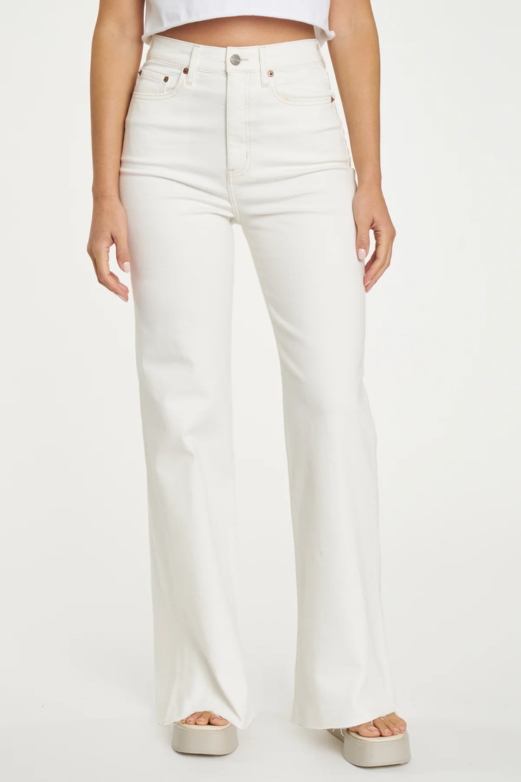 Riley High Rise Wide Leg Denim - Cream