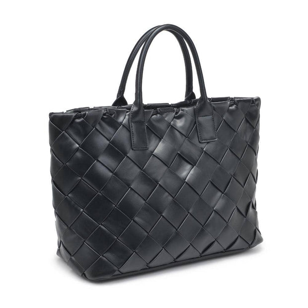 Adeline Woven Tote: Black