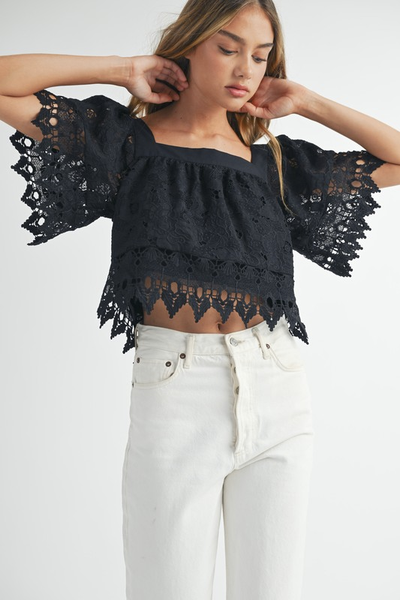 Tessa Lace Top - Black