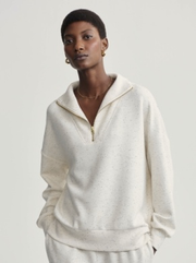 Hawley Half Zip Sweatshirt - Ivory Marl Flec