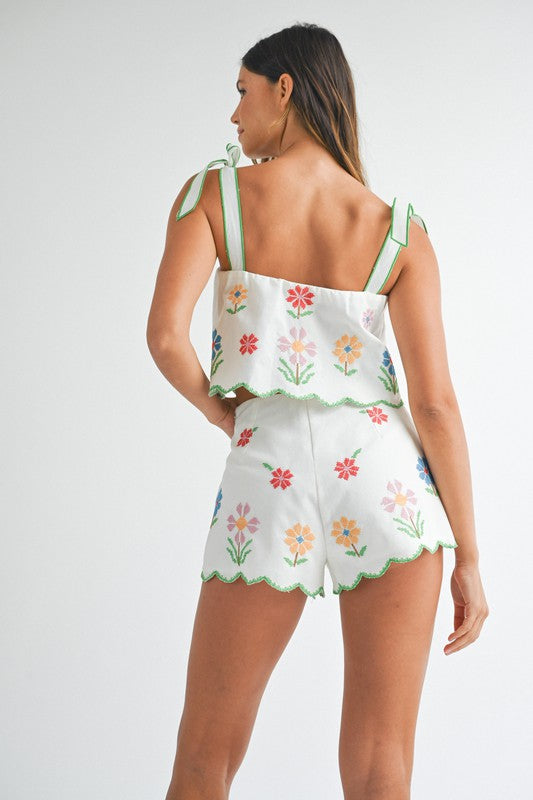 Birdie Embroidered Short and Top Set