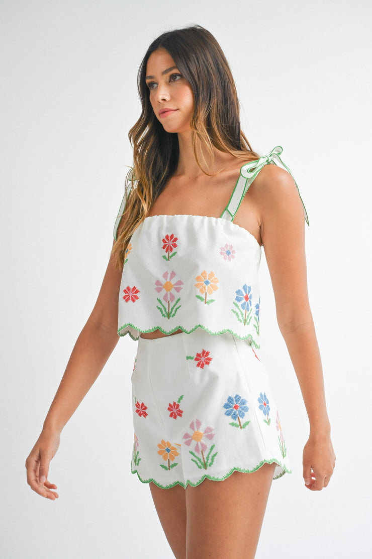 Birdie Embroidered Short and Top Set