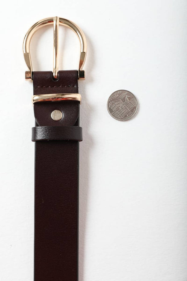 Chic Horseshoe Gold Buckle Belt : Brown