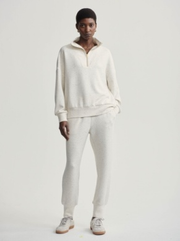 Hawley Half Zip Sweatshirt - Ivory Marl Flec