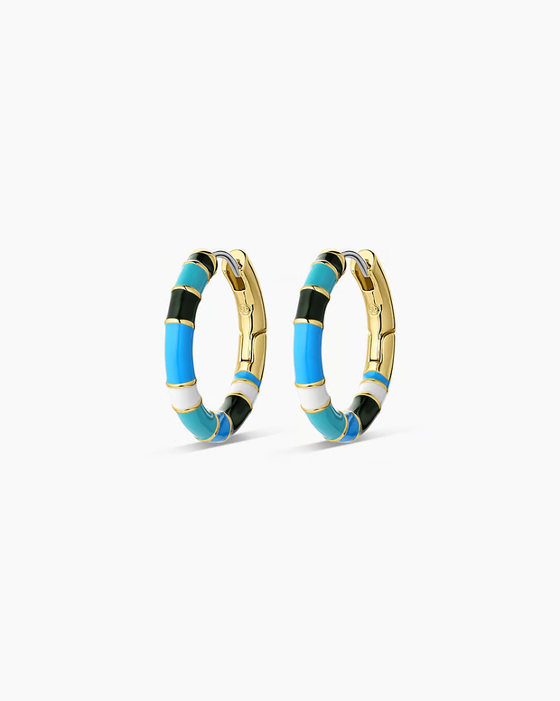 Gigi Enamel Stripe Hoop- Laguna