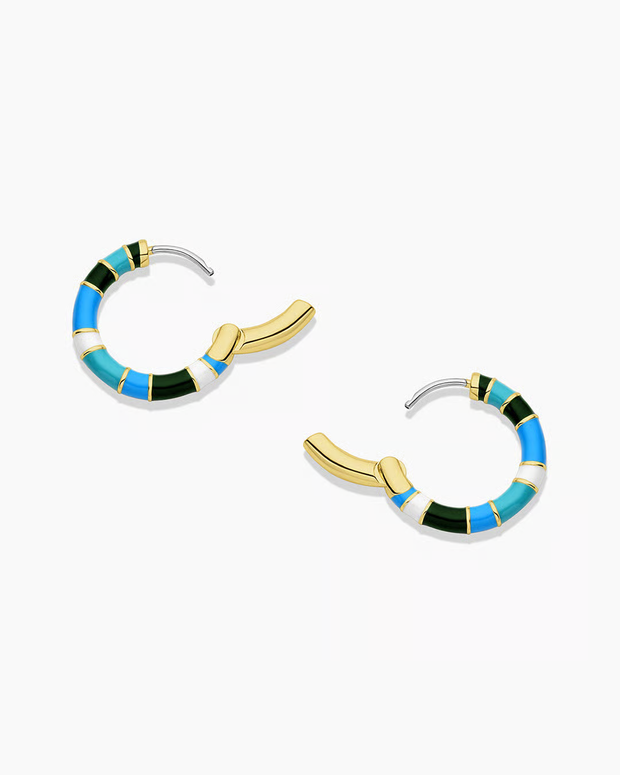 Gigi Enamel Stripe Hoop- Laguna