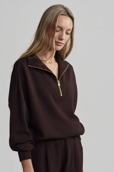 Hawley Half Zip Sweatshirt - Coffee Bean