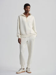 Hawley Half Zip Sweatshirt - Ivory Marl Flec