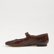 Machaela Mary Jane Flat- Brown Python Embossed Leather