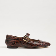 Machaela Mary Jane Flat- Brown Python Embossed Leather