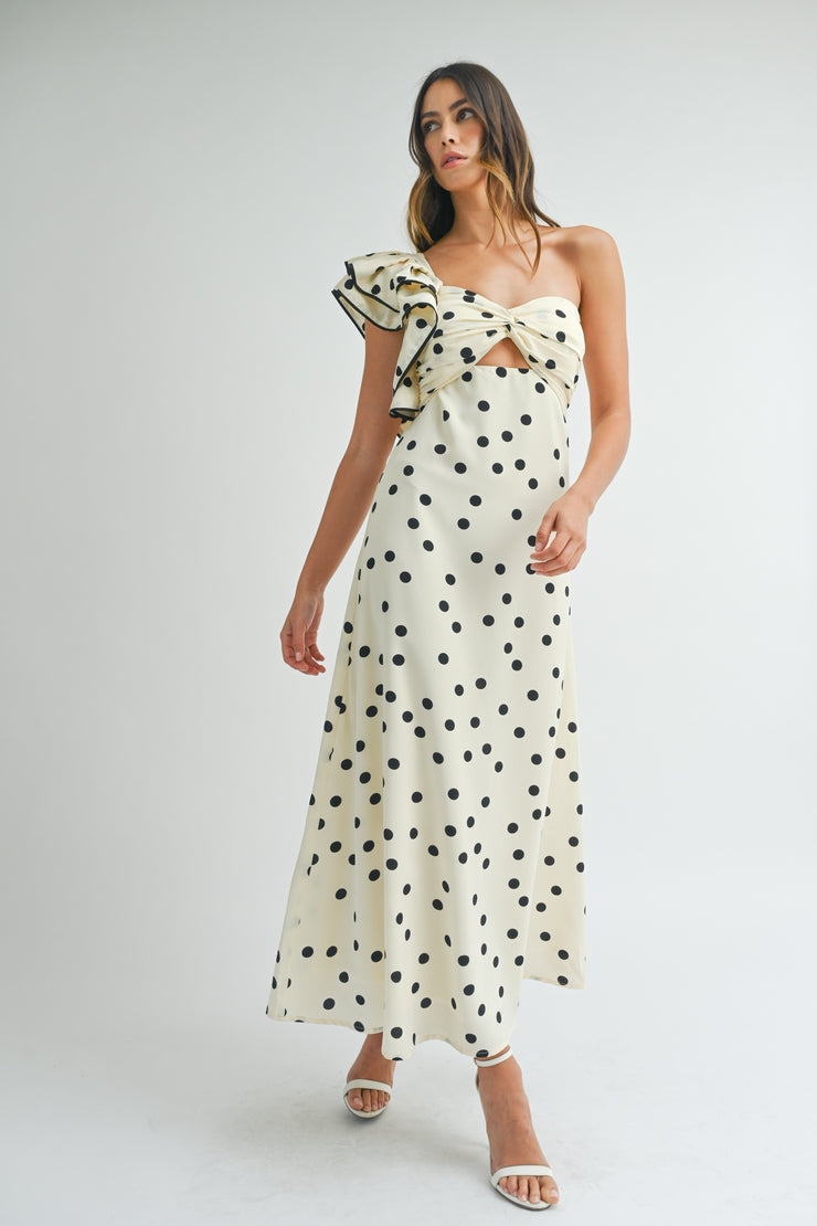 Julia Polka Dot One Shoulder Dress