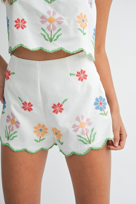 Birdie Embroidered Short and Top Set