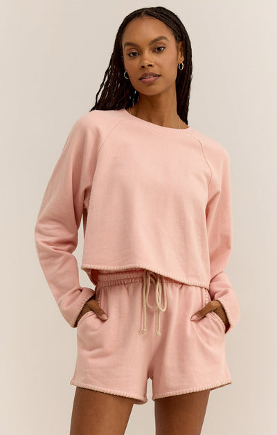 Seville Cropped Sweatshirt - Summer Peach