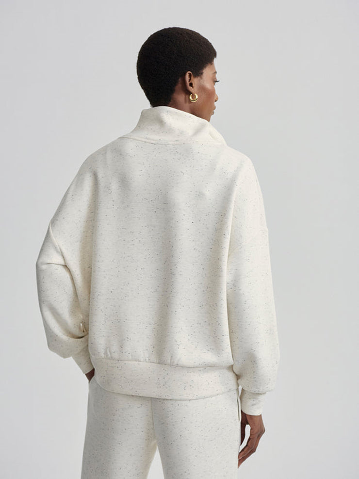 Hawley Half Zip Sweatshirt - Ivory Marl Flec