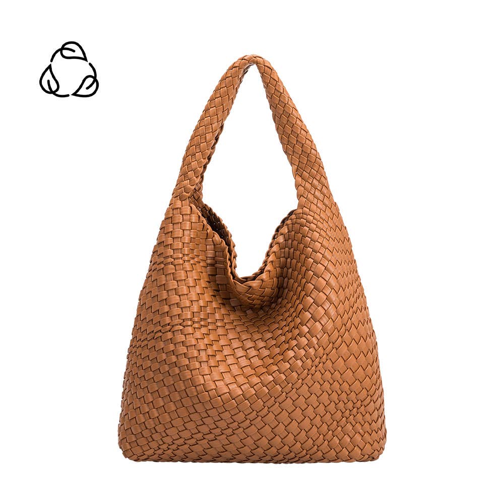 Ivory Brigitte Large Vegan Leather Woven Hobo Bag